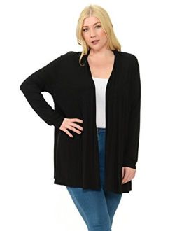 Pastel by Vivienne Women's Long Sleeve Jersey Plus Size Cardigan