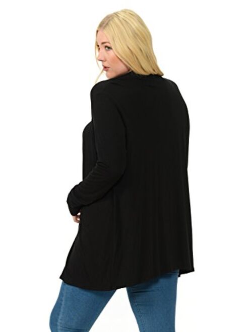 Pastel by Vivienne Women's Long Sleeve Jersey Plus Size Cardigan