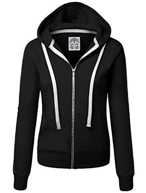 Lock and Love Women's Active Casual Zip-up Hoodie Jacket Long Sleeve Comfortable Lightweight Sweatshirt
