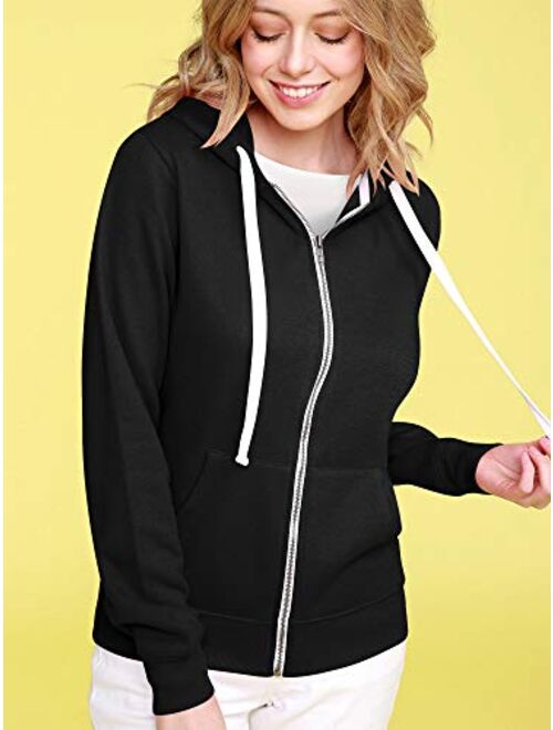 Lock and Love Women's Active Casual Zip-up Hoodie Jacket Long Sleeve Comfortable Lightweight Sweatshirt