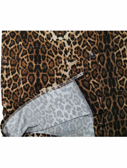 Halife Women's Leopard Printed Cardigans Shirt Lightweight Button Down Cardigan Coat with Pockets