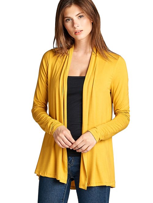 Women's Lightweight Open Front Soft Bamboo Long Sleeve Cardigan -Made in USA