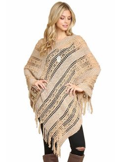 Bohemian Sequin Glitter Shawl Wrap Poncho - Kimono Cardigan, Sparkly Metallic Mesh Scarf, Open Knit Crochet Sweater Cape