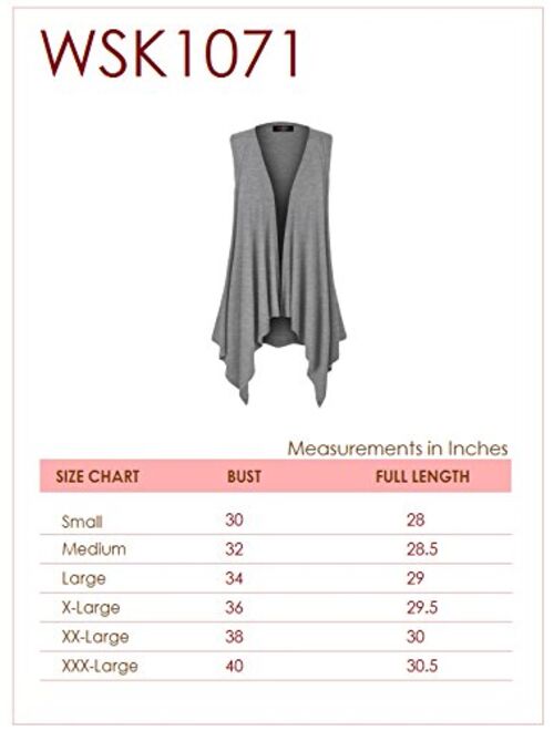 MBJ Women's Lightweight Sleeveless Solid/Tie-Dye Open Front Drape Vest Cardigan S-XXXL Plus Size