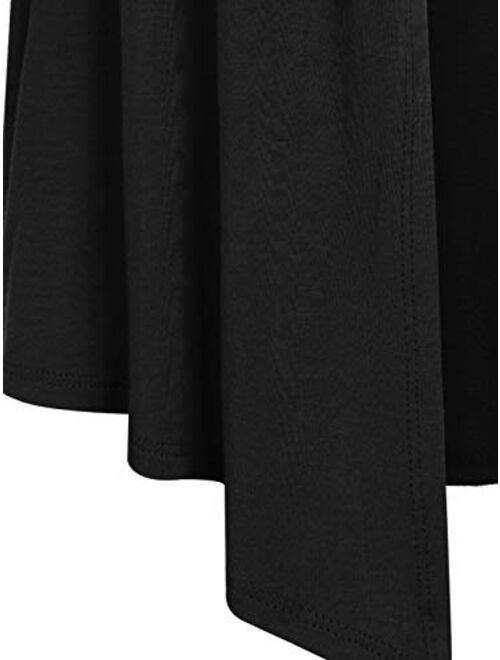 MixMatchy Women's [Made in USA] Solid Jersey Knit Short Sleeve Open Front Draped Cardigan (S-3XL)