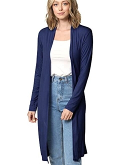 MBJ Womens Long Sleeve Open Front Long Cardigan - Made in USA