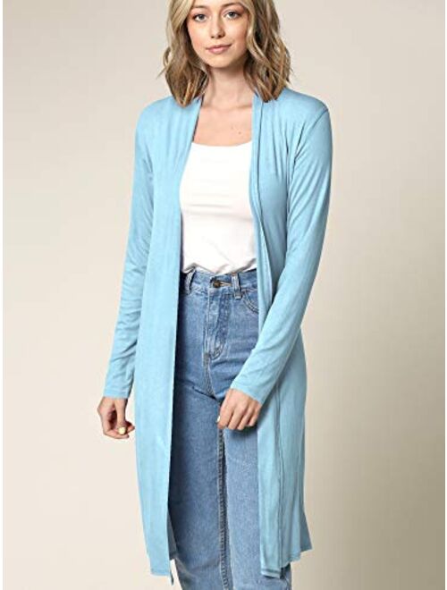 Made by Johnny MBJ Womens Long Sleeve Open Front Long Cardigan - Made in USA
