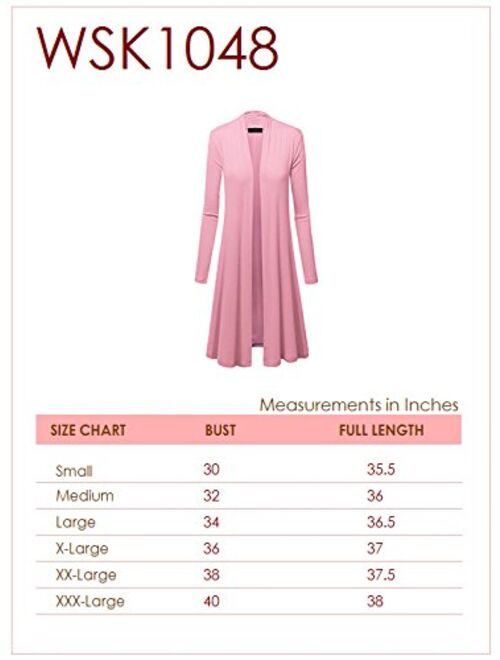 Made by Johnny MBJ Womens Long Sleeve Open Front Long Cardigan - Made in USA