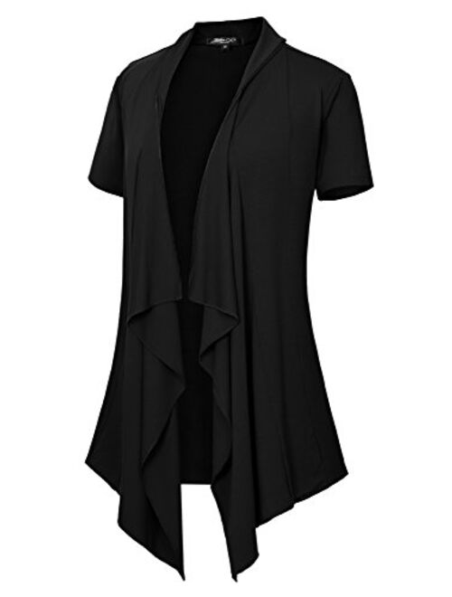 Urban CoCo Women's Short Sleeve Draped Open Front Cardigan Vest Asymmetric Hem
