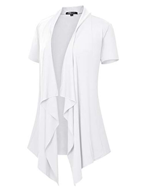 Urban CoCo Women's Short Sleeve Draped Open Front Cardigan Vest Asymmetric Hem