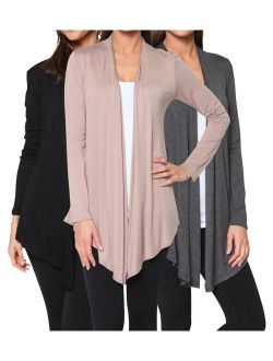 Free to Live 3 Pack Women's Cardigan - Light Weight Sweater with Open Front