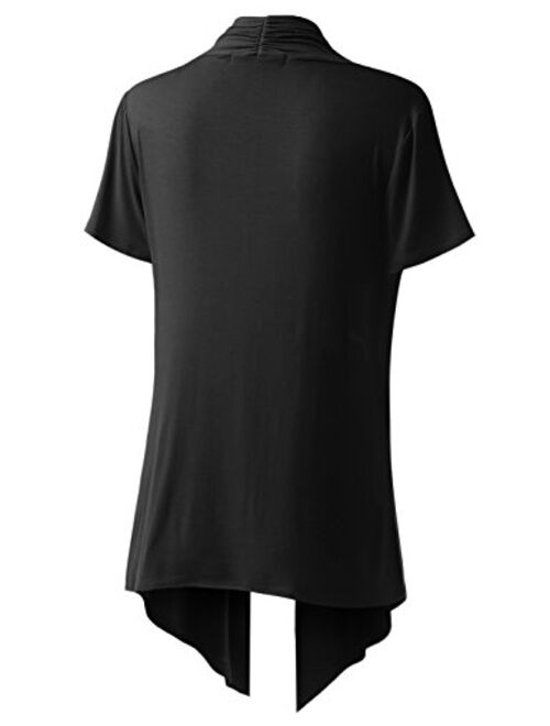 A.F.Y Women's Short Sleeve Open Front Drape Cardigan