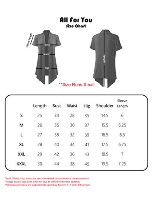 A.F.Y Women's Short Sleeve Open Front Drape Cardigan
