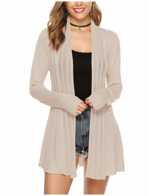 iClosam Womens Casual Knitted Long Sleeve Lightweight Open Front Cardigan Sweater