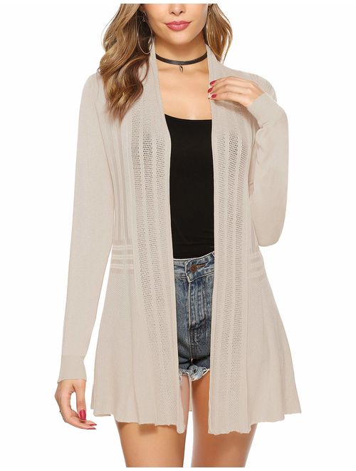 iClosam Womens Casual Knitted Long Sleeve Lightweight Open Front Cardigan Sweater