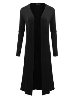 BH B.I.L.Y USA Women's Side Split Open Front Light Weight Long Cardigan