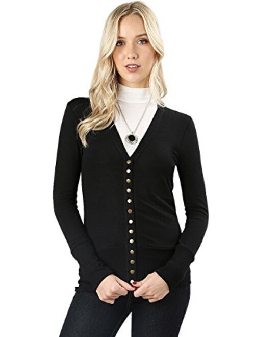 Cardigans for Women Long Sleeve Cardigan Knit Snap Button Sweater Regular & Plus