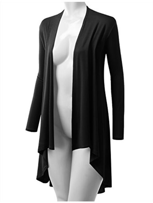 URBANCLEO Womens Hi-Lo Draped Open Front Long Cardigan Sweater S-3X