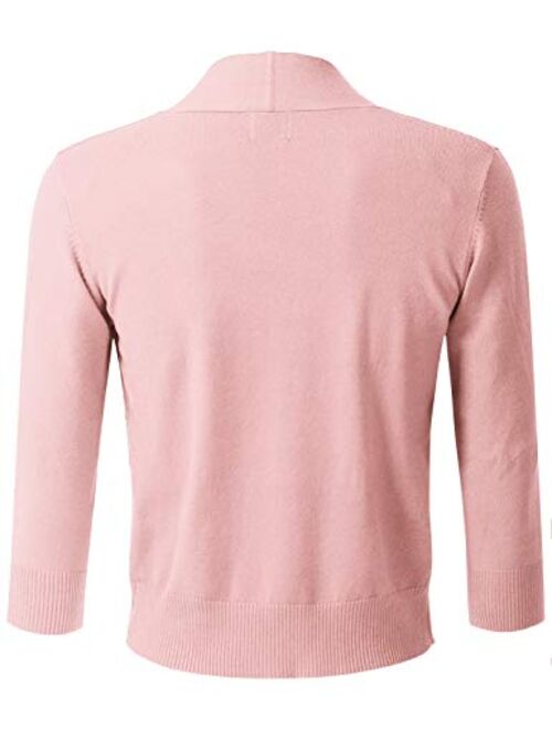 JSCEND Womens Classic 3/4 Sleeve Open Front Cropped Bolero Cardigan (S~3XL)