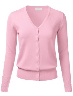 FLORIA Women's Button Down V-Neck Long Sleeve Soft Knit Cardigan Sweater (S-3XL)