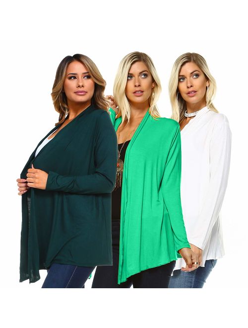 Isaac Liev Women's 3-Pack Lightweight Cardigans- Made in The USA