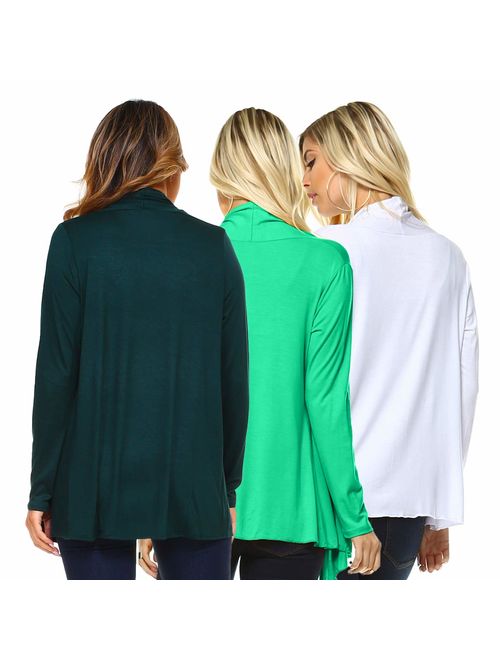Isaac Liev Women's 3-Pack Lightweight Cardigans- Made in The USA