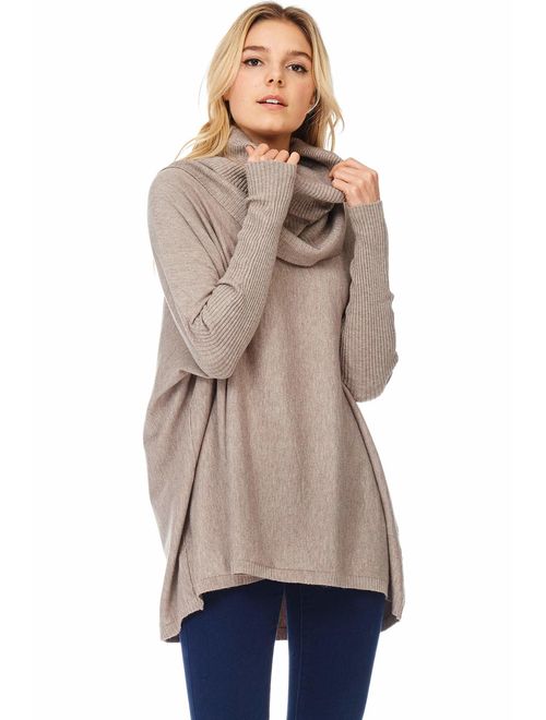 Alexander + David Womens Casual Cowl Pullover Turtle Neck - Sweater Oversized W Long Sleeves