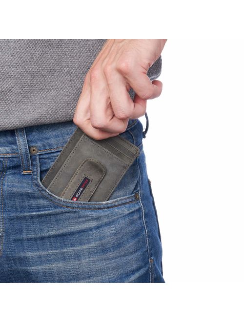 Alpine Swiss RFID Dermot Money Clip Front Pocket Wallet For Men Leather Comes in a Gift Box