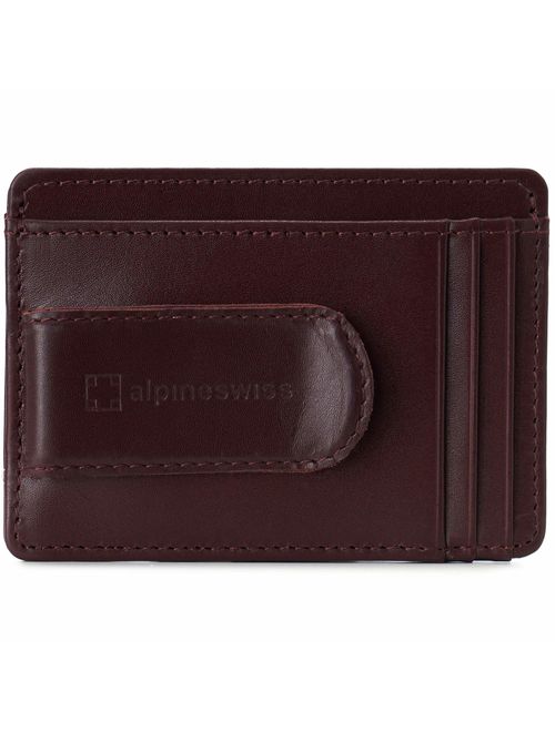 Alpine Swiss RFID Dermot Money Clip Front Pocket Wallet For Men Leather Comes in a Gift Box