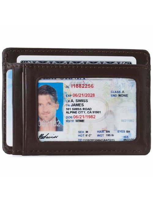 Alpine Swiss RFID Dermot Money Clip Front Pocket Wallet For Men Leather Comes in a Gift Box