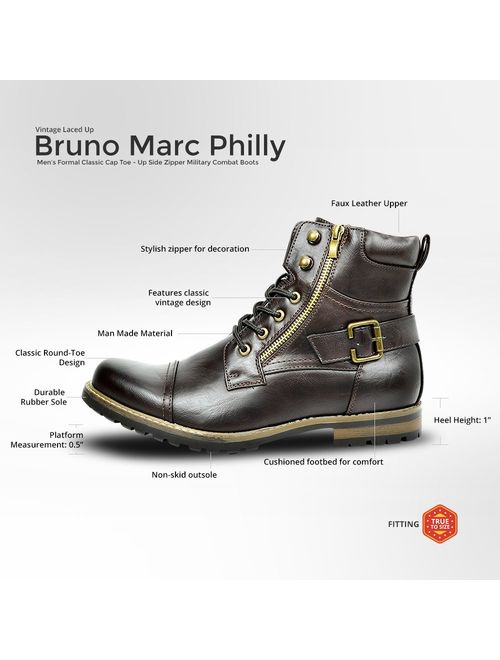 Bruno Marc Men's Military Motorcycle Combat Boots