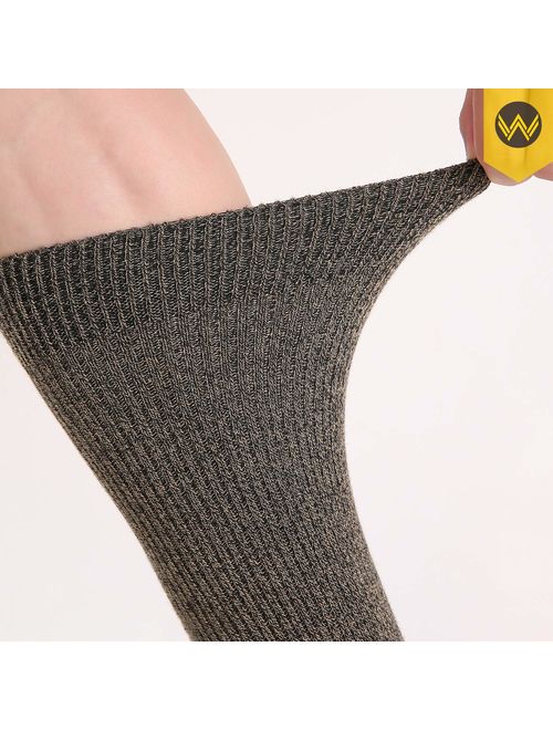 WANDER Mens Dress Socks 6 Pairs Lightweight Outdoor Double Needle Cotton Casual Socks Size 7-12/12-14