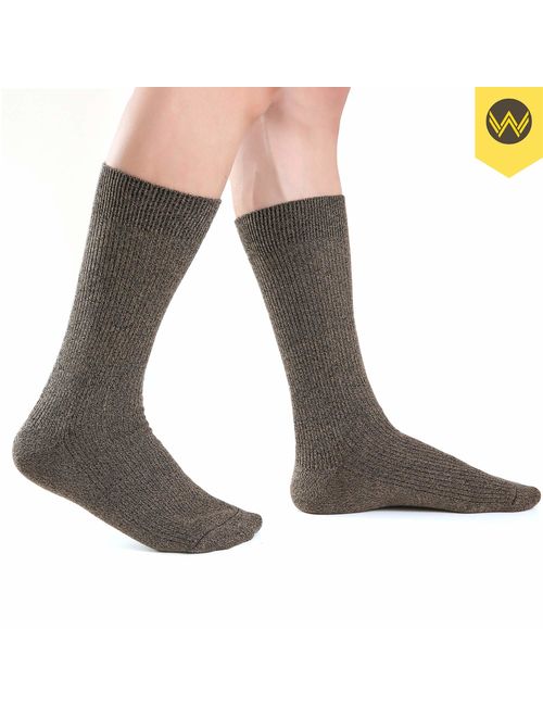 WANDER Mens Dress Socks 6 Pairs Lightweight Outdoor Double Needle Cotton Casual Socks Size 7-12/12-14