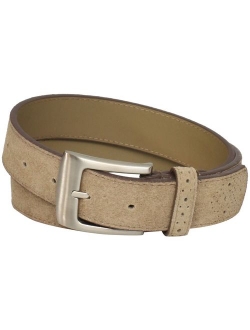 Men's 32mm Genuine Leather Belt With Perforated Tip and Keeper