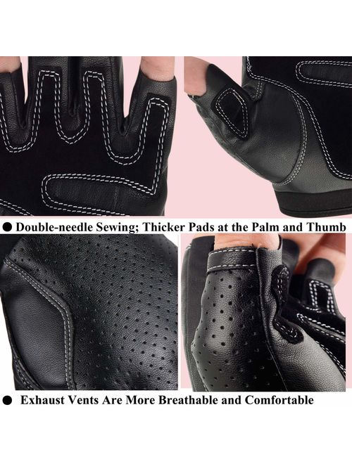 Fingerless Gloves Men, Driving Leather Gloves,Unlined with Vent Holes,Soft Comfortable Breathable Black Non-slip