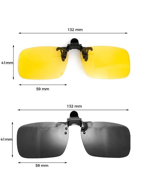 ElementsActive Polarized Clip On Flip Up Sunglasses Set Premium UV400 Anti Glare Driving Fishing Sunglass Fits Over Prescription Rx Glasses - Reduce Reflections - Bonus C