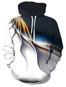 UNIFACO Unisex Realistic 3D Print Galaxy Pullover Hoodie Funny Pattern Hooded Sweatshirts Pockets for Teens Jumpers