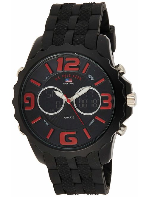 U.S. Polo Assn. Sport Men's US9117 Black Silicone Analog Digital Watch