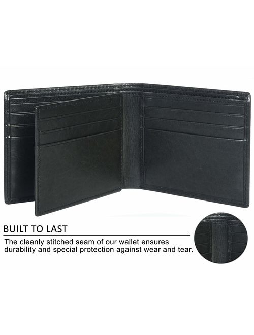 Clifton Heritage Leather Bifold Wallets for Men - Slim RFID Blocking Compact Design Travel Smart Wallet