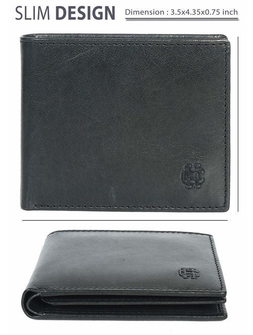 Clifton Heritage Leather Bifold Wallets for Men - Slim RFID Blocking Compact Design Travel Smart Wallet