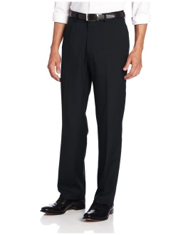 Men's Solid Gabardine Hidden Expandable Straight-Fit Plain-Front Pant