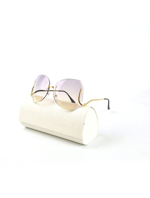 MINCL/unique Design Rimless Sunglasses Clear and Color With Box