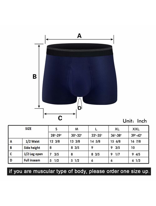 Mens Boxer Briefs 5 Pack No Ride-up Comfortable Breathable Cotton Sport Short Leg Underwear