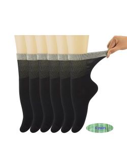 Yomandamor Womens Bamboo Diabetic Crew Socks With Seamless Toe,6 Pairs Size 9-11