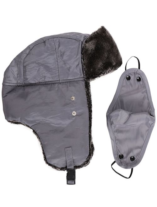 Verabella Winter Faux Fur Outdoor Trapper Cap Ushanka Russian Hats with Windproof Facemask