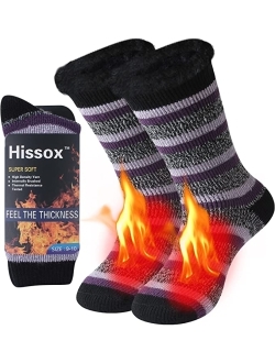 Hissox Winter Thermal Socks, Hissox Unisex 2.44 Tog Ultra Thick Warm Insulated Heated Crew Socks for Cold Weather