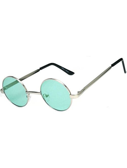 Round Retro Small Circle Tint & Mirror Colored Lens 43-55 mm Sunglasses Metal