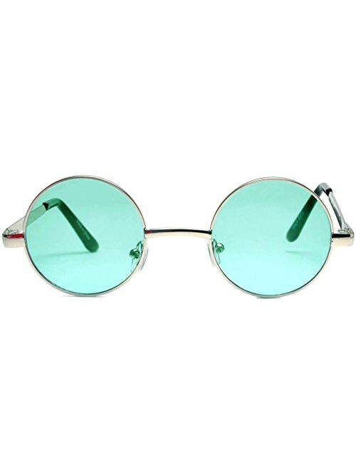 Round Retro Small Circle Tint & Mirror Colored Lens 43-55 mm Sunglasses Metal