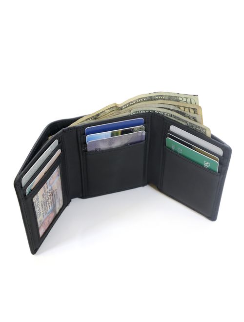 ID Stronghold RFID Blocking Trifold Wallet for Men - Rugged Genuine Leather