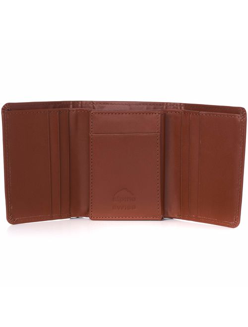 Alpine Swiss RFID Mens Theo OVERSIZED Trifold Wallet Deluxe Capacity With Divided Bill Section Camden Collection Comes in a Gift Box